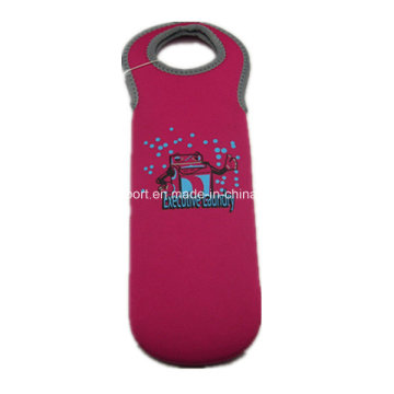 Rote Farbe Custom Logo Neopren Weinkühler für Einzelflasche (SNBC09)